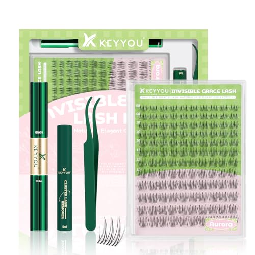 KEYYOU Lash Clusters Kit Aurora Wispy C Curl 8-16mm