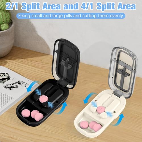 Adjustable Pill Cutter Splitter for Accurate Dosage - White
