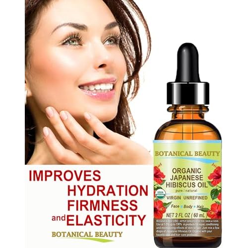 Botanical Beauty Organic HIBISCUS OIL (Hibiscus Sabdariffa) JAPANESE 100 Pure Natural VIRGIN UNREFINED COLD PRESSED Anti Aging, Vitamin E Oil for FACE, SKIN, HAIR GROWTH (4 Fl Oz)