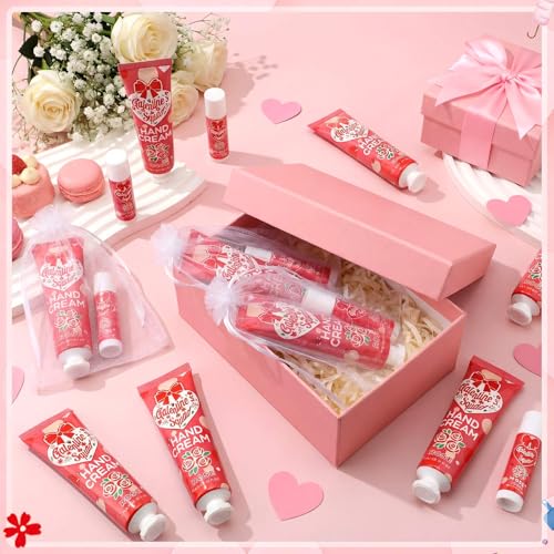 Demissle 36 Sets Galentine's Day Gifts Bulk 36 Lip Balm and 36 Hand Cream Gift Set Galentine's Day Party Favors Supplies Valentines Gift Ideas for Adults Friends Women Teacher Staff Coworker
