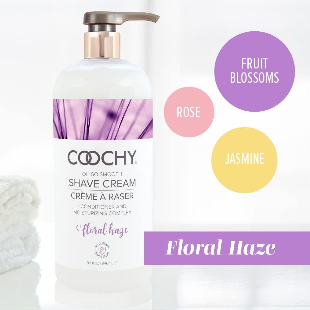 Coochy Intimate Shaving Cream for Women Sensitive Skin, Shave Conditioner & Moisturizer for Face & Body, Shave Cream, Anti-Bump, Floral Haze, 32 oz