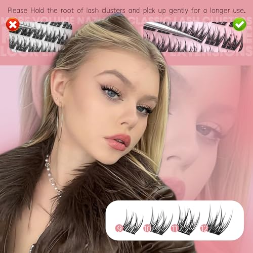 Natural Wispy Lash Clusters 9-12MM Volume Eyelash Extensions