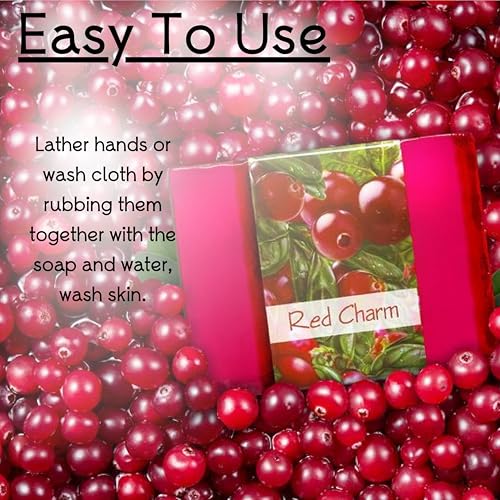 Glycerin Bar Soap Red Charm Scent - Natural, Vegan-Friendly, Hypoallergenic - Moisturizing and Hydrating with 100% Vegetable Glycerin - Sulfate-Free, Paraben-Free, Chemical-Free - 4.5 oz