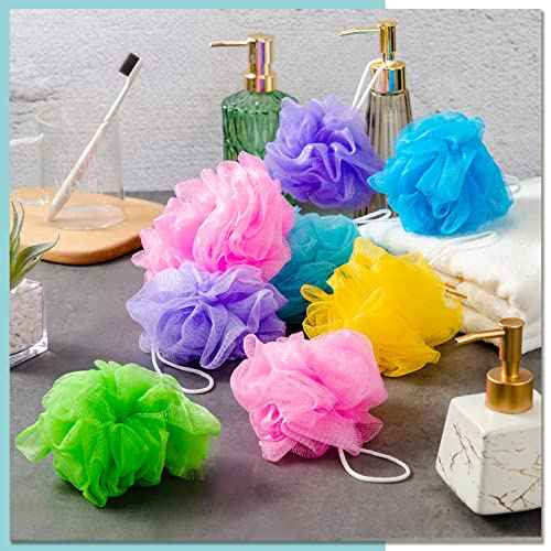 CHENGU 80 Pcs Loofah Bulk Sponge Bath Sponges for Shower Bath Luffa Bulk Pouf Shower Puff Wash Body Pouf Mesh Loofah Exfoliating Body Scrubber for Baby Women Men, 20g (Mixed Colors)