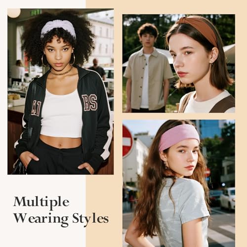 HSEM Wide Elastic Headbands for Women, 6-Pack
