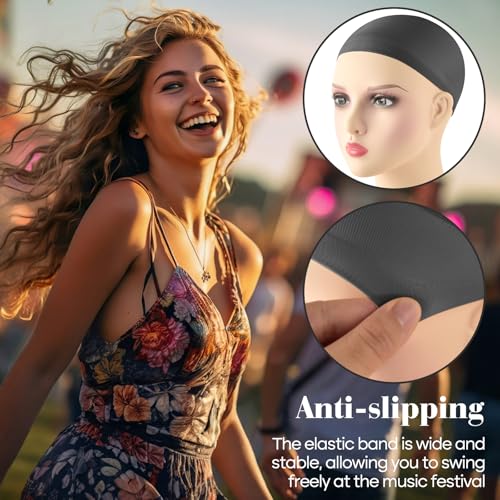 Black Wig Cap for Women & Men - 6 Pack Ultra-Thin Breathable Mesh Stocking Caps Variation of 6P/Black