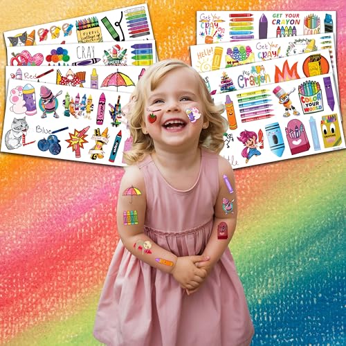 94 PCS Crayon Temporary Tattoos - Back to School Party Favors