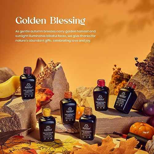 beetles Gel Polish Set Fall Gel Nail Polish 6 Colors Burgundy Brown Yellow Glitter Orange Gold Nail Polish UV LED Nail Lamp Home DIY Manicure Nail Art Gift for Women Golden Blessing