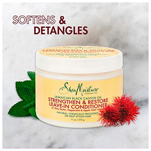 SheaMoisture Leave-In Conditioner with Pure Jamaican Black Castor Oil for Damaged, Over-Processed Hair - Softens and Detangles, 11.5 oz