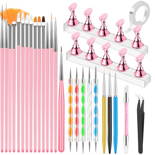 YOOVR Nail Art Tools Set with 15 Brushes & Magnetic Stands
