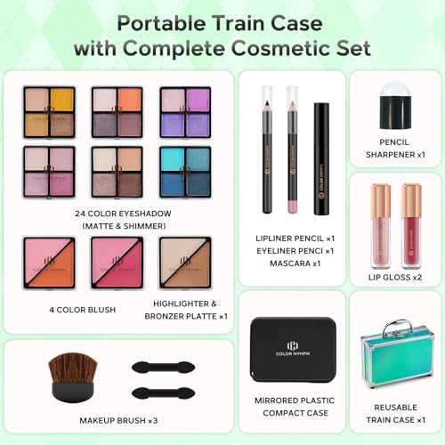 Color Nymph Beginner Makeup Kit with Train Case - 24 Colors