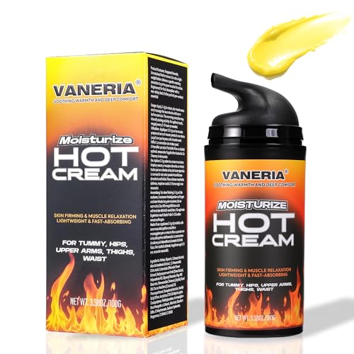 VANERIA Hot Cream,Cellulite Tightening Cream,Skin Firming & Muscle Relaxation, for Tummy, HIPS,Abdomen,Legs, Arms,Waist,Long Lasting & Moisturizing Pre and Post Workout Lotion100g/3.38oz