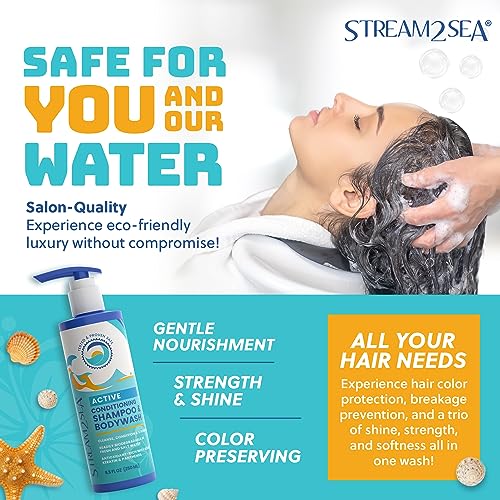 3 in 1 Hair Shampoo, Conditioner & Body wash | 1 Fl oz Reef Safe and Paraben Free All Natural Camping Hair Shampoo & Liquid Soap | Travel Size All In One Skin & Hair Care | Pack of 3 by Stream2Sea