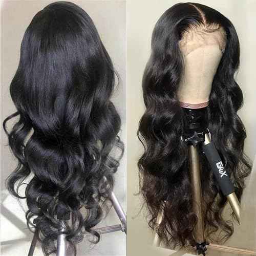Body Wave Lace Front Wigs Human Hair 180% Density Brazilian Virgin Wig for Black Women 13x4 Middle Brown Lace Frontal Loose Wavy Wig with Baby Hair Natural Color 20in