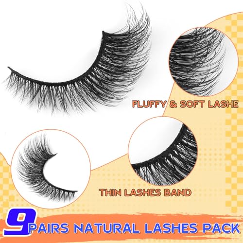 Fox Eye False Eyelashes - 9 Pairs Wispy Mink Lashes