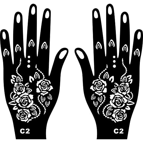 18 Sheets Temporary Tattoo Stencils, Indian Arabian Henna Tattoo Stencils, Glitter Airbrush Tattoo Stickers for Women Boys Girls Hand Body Art