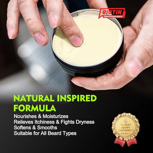 2 Pack Beard Balm for Men ? Vanilla & Unscented ? Biotin Beard Conditioner for Softening, Styling & Supporting Beard Growth ? Gift Set for Father¡¯s Day, Anniversaries & Christmas