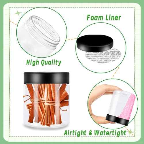 20Pcs 4oz Plastic Slime Containers with Black Lids,Round Refillable Travel Storage Sealed Jars Clear Wide Mouth Container for Candy,Food Storage,Makeup,Cosmetics,Lotions,Eye Shadow,Cream,Samples