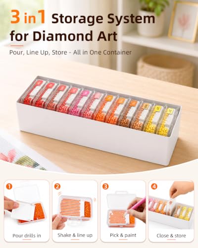 Redtwo 24-Piece Diamond Painting Storage Trays Set, White - Organizer & Drill Containers