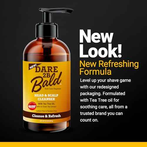 high time Dare 2B Bald Head & Scalp Cleanser | Bald Head Moisturizer for Men | Bald Head Care Regimen | with Tea Tree Oil, Mint & Green Tea Extract - 8 FL OZ
