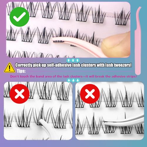 Self Adhesive Eyelash Clusters - 10-12mm Wispy Lashes No Glue