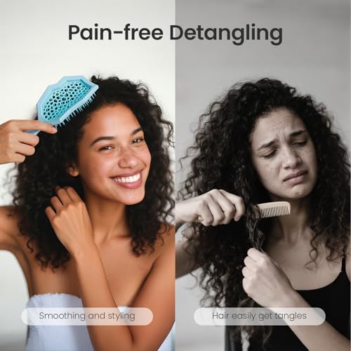 AIMIKE Glacier Detangler Brush for Curly Wet & Dry Hair - Eco-Friendly, Pain-Free Tangle Remover