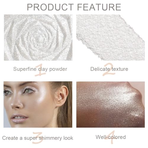 Pearl White Highlighter Makeup Palette - Shimmer Glitter Powder