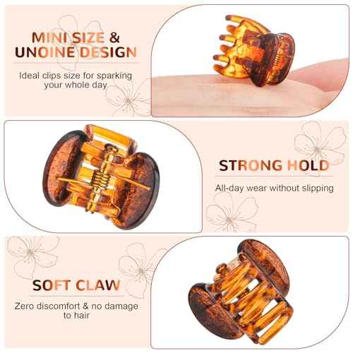 Mini Hair Claw Clips - Stylish gril/women/baby Hair Claw Clips | Stays In Place Without Pulling or Snagging,Strong Grip, | Durable Plastic, Sturdy - Tortoise & Black & Clear, 48 Pcs