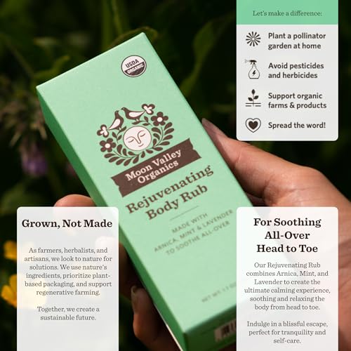Moon Valley Organics Rejuvenating Body Rub from With Arnica, Mint, and Lavender - Salve For Soothing Sore Muscles - Moisturizing, Cooling Blend Designed for Relaxation - For Kids and Adults