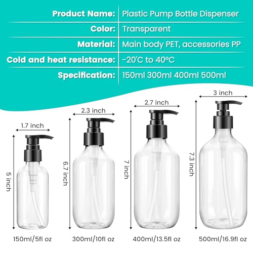Teyssor 300ml Pump Bottle Dispenser 2 Pack | BPA-Free Refillable
