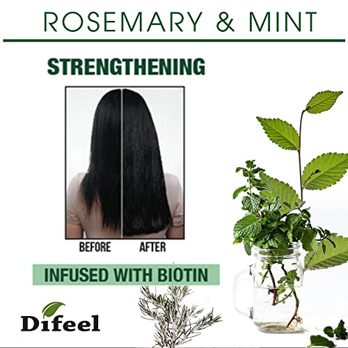 Difeel Rosemary and Mint Strengthening Hair growth Mask with Natural Rosemary Oil and Biotin 12 oz.
