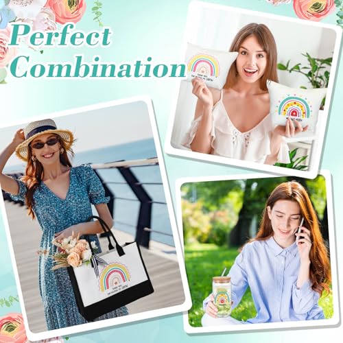 Hushee 6 Pcs Christmas Teacher Gift for Women 2 Set Appreciation Gift Include Teacher Tote Bag Tumbler and Makeup Bag