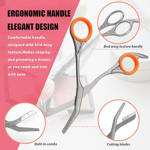 Eyebrow Scissors with Comb - Powder Steel Trimmer