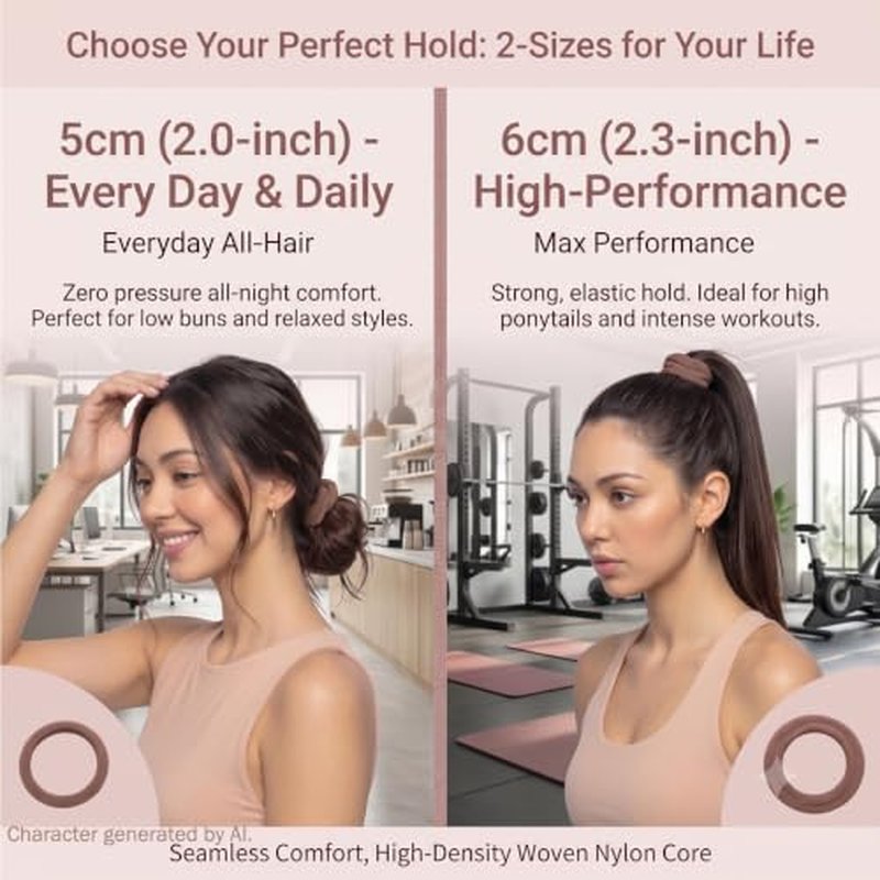 Seamless Hair Ties for Thick Curly Hair | Ouchless Elastic Ponytail Holders