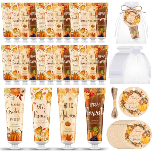 Leelosp 24 Sets Pumpkin Hand Cream Lotion Kit Thanksgiving Favors