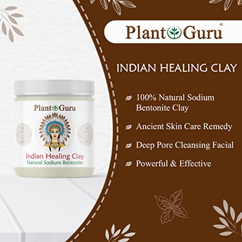 Plant Guru Sodium Bentonite Clay Powder 3.5 lbs. Bulk 100% Natural Indian Healing Clay - Deep Pore Cleansing Facial And Body Mask - Detox Clay for Face, Hair, Acne, and Bath.
