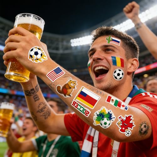 Soccer Temporary Tattoos 20 Sheets - Waterproof Sports Stickers