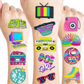 96 PCS 80s 90s Retro Temporary Tattoos - Waterproof