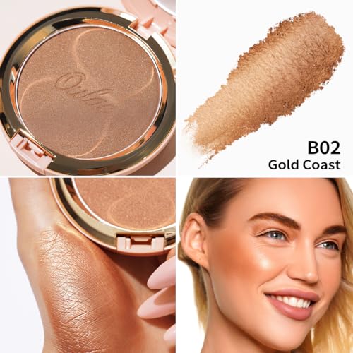 Oulac Shimmer Bronzer Powder with Mirror - Long Lasting