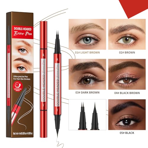 Yanqina Double Ended Waterproof Eyebrow Pencil - 2-in-1 Brow Filler & Liner
