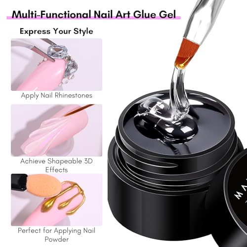 Makartt Nail Rhinestone Glue with Brush Kit 15g for Nail Art & Crafts