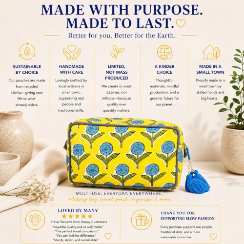 Large Capacity Travel Makeup Bag - Water-Resistant Floral Organizer