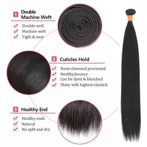 Straight Bundles Human Hair 18 20 22 Inch 3 Bundles 100% Unprocessed Brazilian Virgin Human Hair Straight Weave Bundles Natural Color