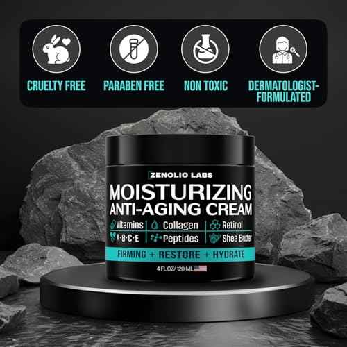 Mens Face Moisturizer Cream - Anti Aging & Wrinkle Face Cream - Mens Facial Moisturizer - Retinol, Collagen, Peptides, Shea Butter, Vitamins E & A - Facial Skin Care Eye Lotion - Day & Night ? 4 oz