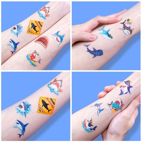 96 PCS Shark Temporary Tattoos for Kids - Party Favors