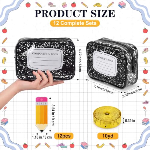 Clear Cosmetic Bag Gift Set 12 Pouches with Pen Cards, Ribbon – Teacher Appreciation Bulk