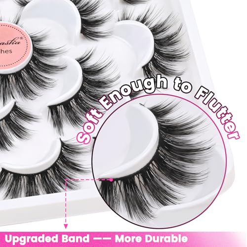 Veleasha 3D Faux Mink False Eyelashes - 18mm Wispy Lash Strips (10 Pairs)