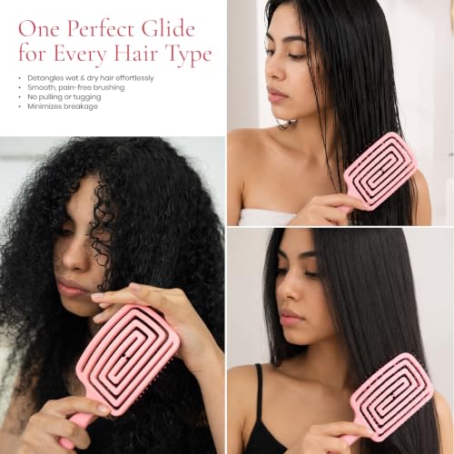 Detangle Hair Brush – Curved Vented Design for Wet & Dry Hair