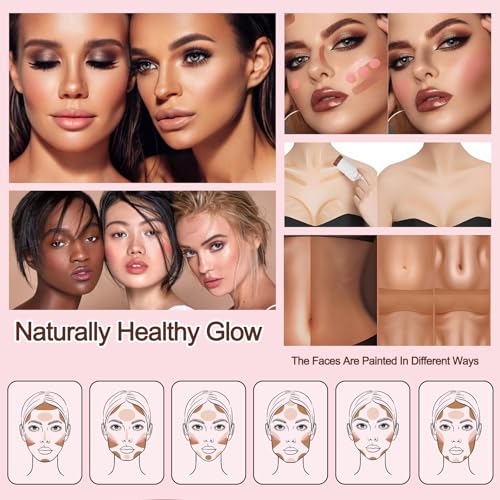 3 Pcs Cream Contour Stick Makeup Kit,Shades with Highlighter Stick,Blush Stick and Bronzer Contour Stick for Brightening and Trimming the Cheeks, Non-greasy, Waterproof Long-lasting Effect(#01,05,08)