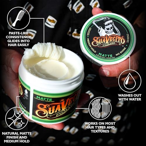 Suavecito Pomade Matte (Shine-Free) Formula 4 oz, 3 Pack - Medium Hold Hair Pomade For Men - Low Shine Matte Hair Paste For Natural Texture Hairstyles